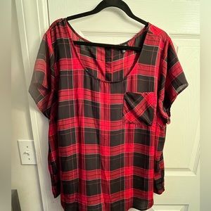 Black and red blouse with buttons in the back
